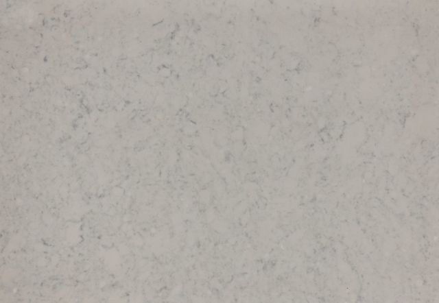 White quartz countertop with subtle blue veining.