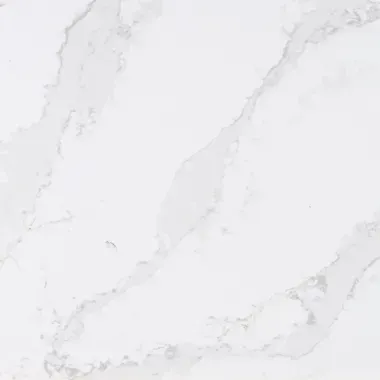 White quartz countertop with gray veining.