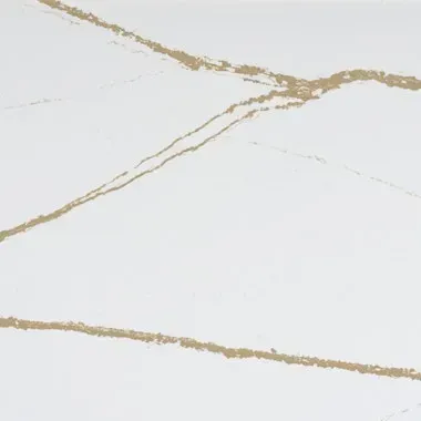 White quartz countertop with gold veining.