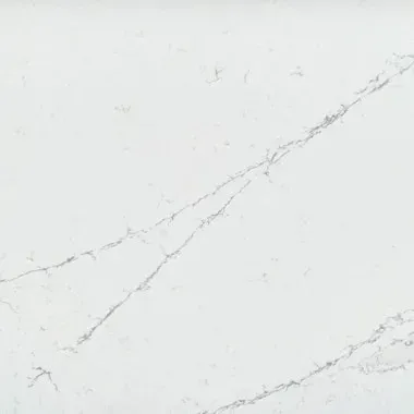 White quartz countertop with gray veining.