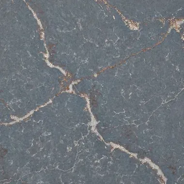 Dark gray marble surface with white and gold veining.