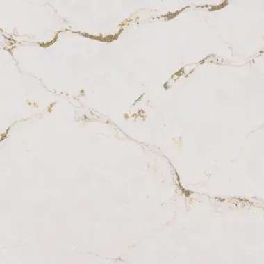 White marble-like surface with gold veining.
