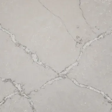 White quartz countertop with gray veining.