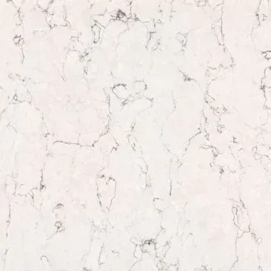 White quartz countertop with gray veining.