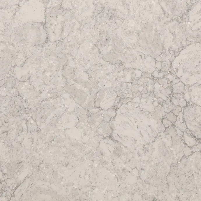 White and gray marbled quartz countertop.