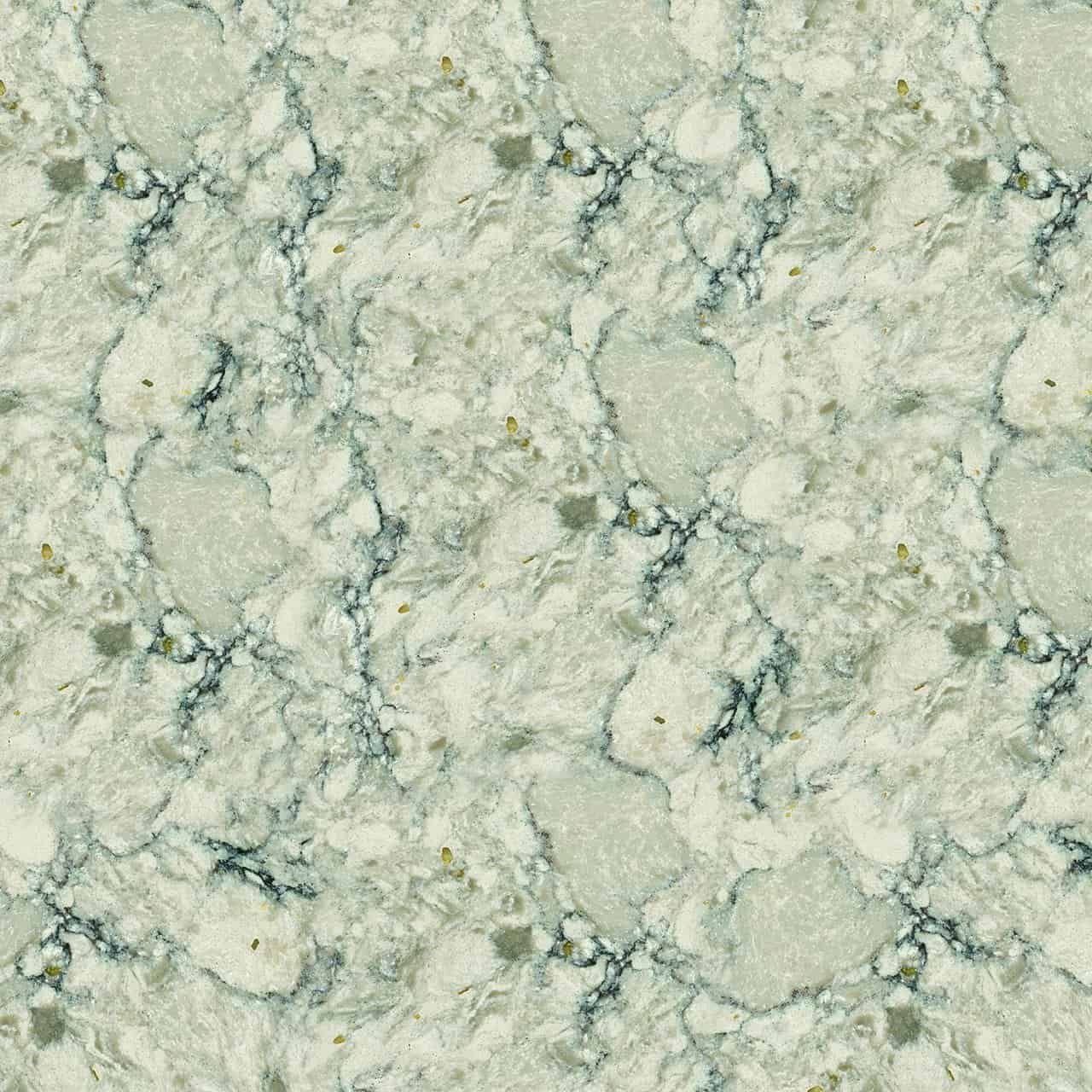Creamy-white marble pattern with dark blue and gold veining.