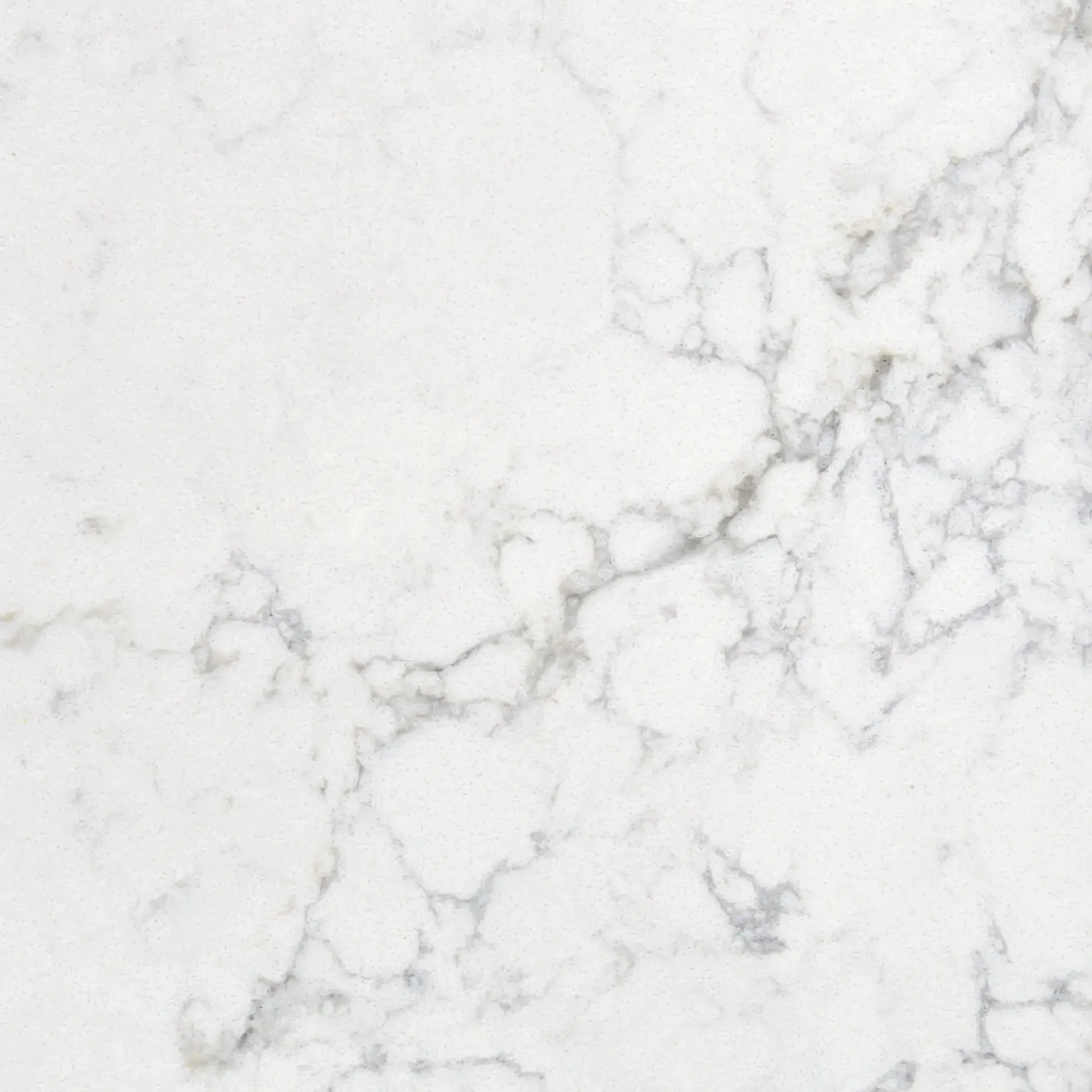 White marble countertop with gray veining.