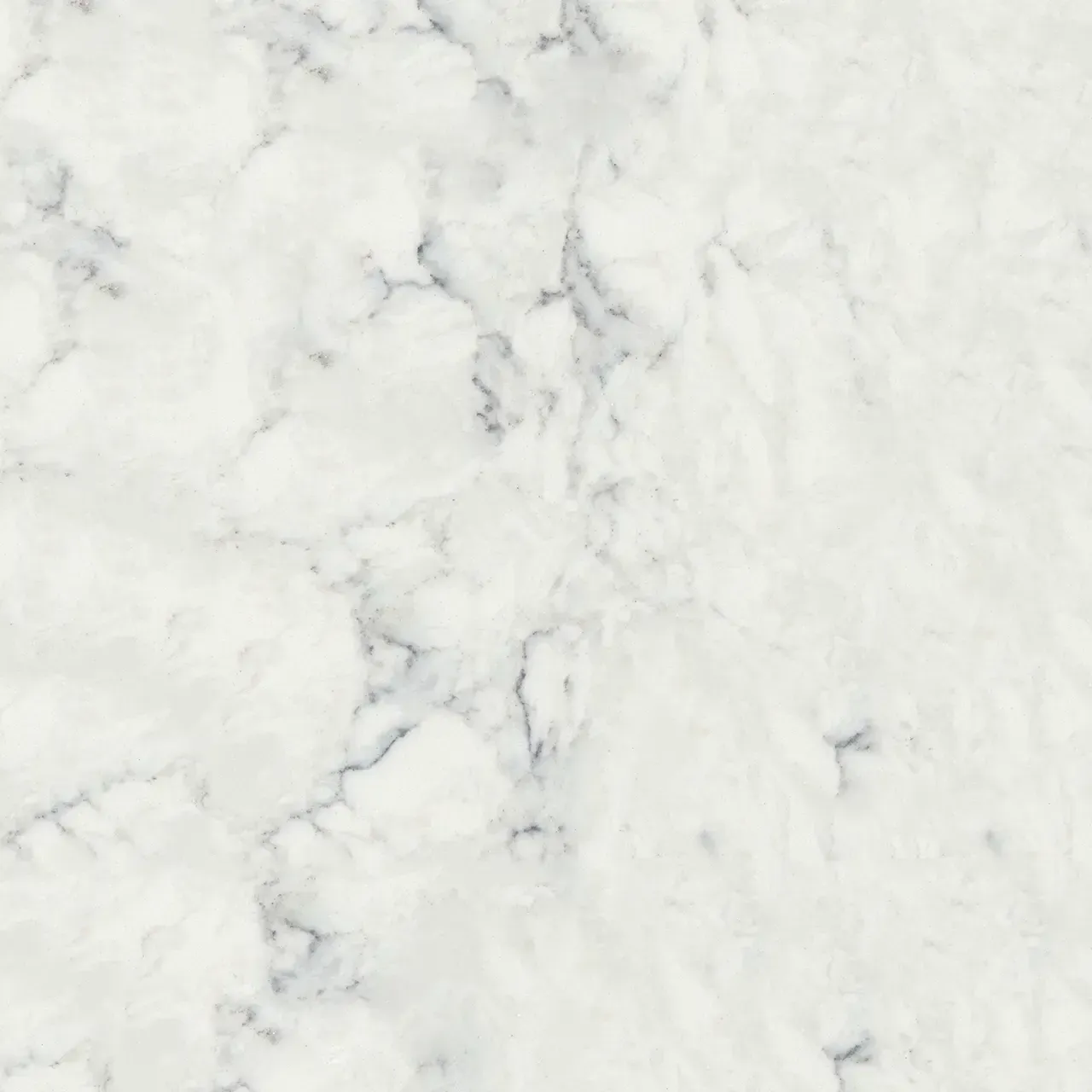 White marble countertop with gray veining.