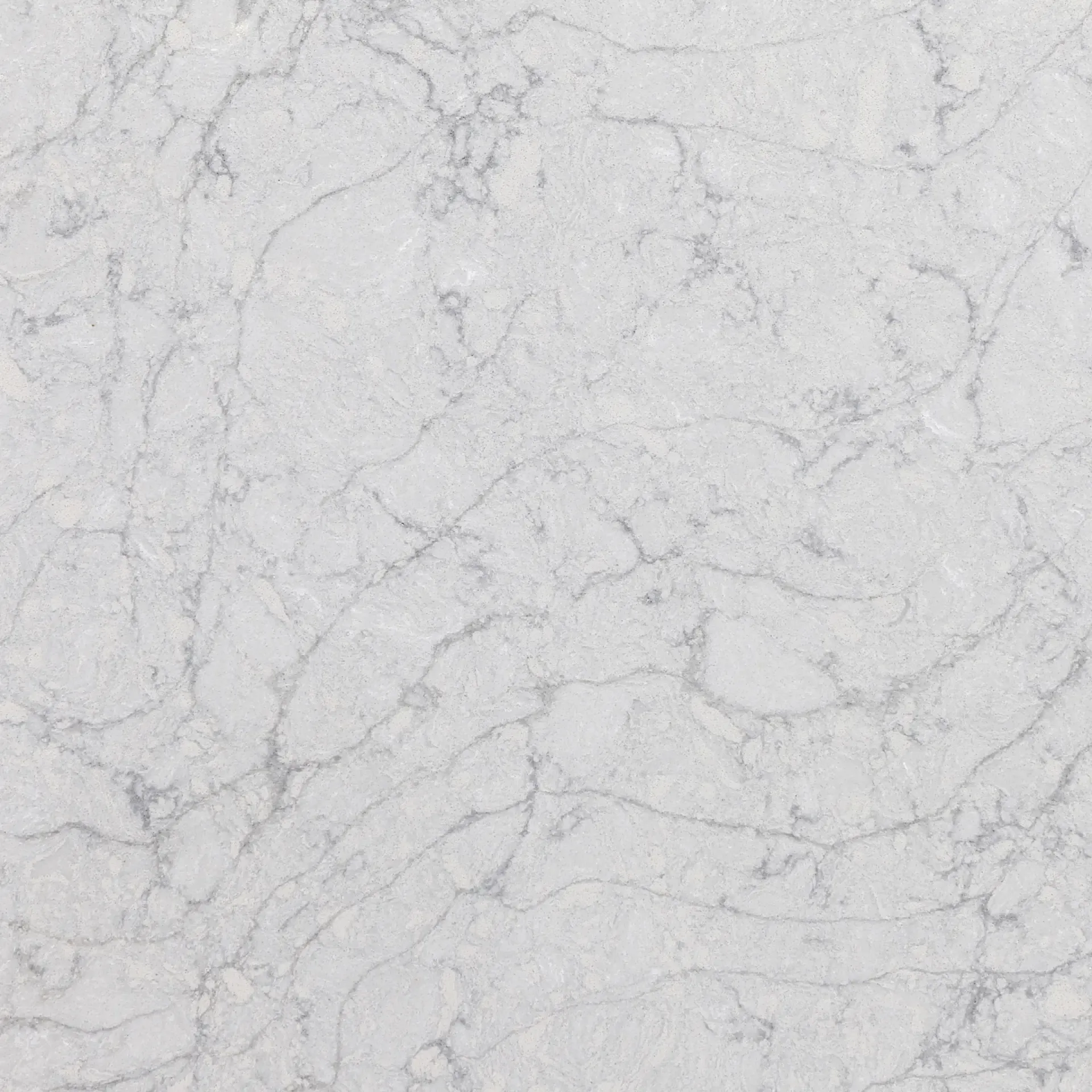 White quartz countertop with grey veining.