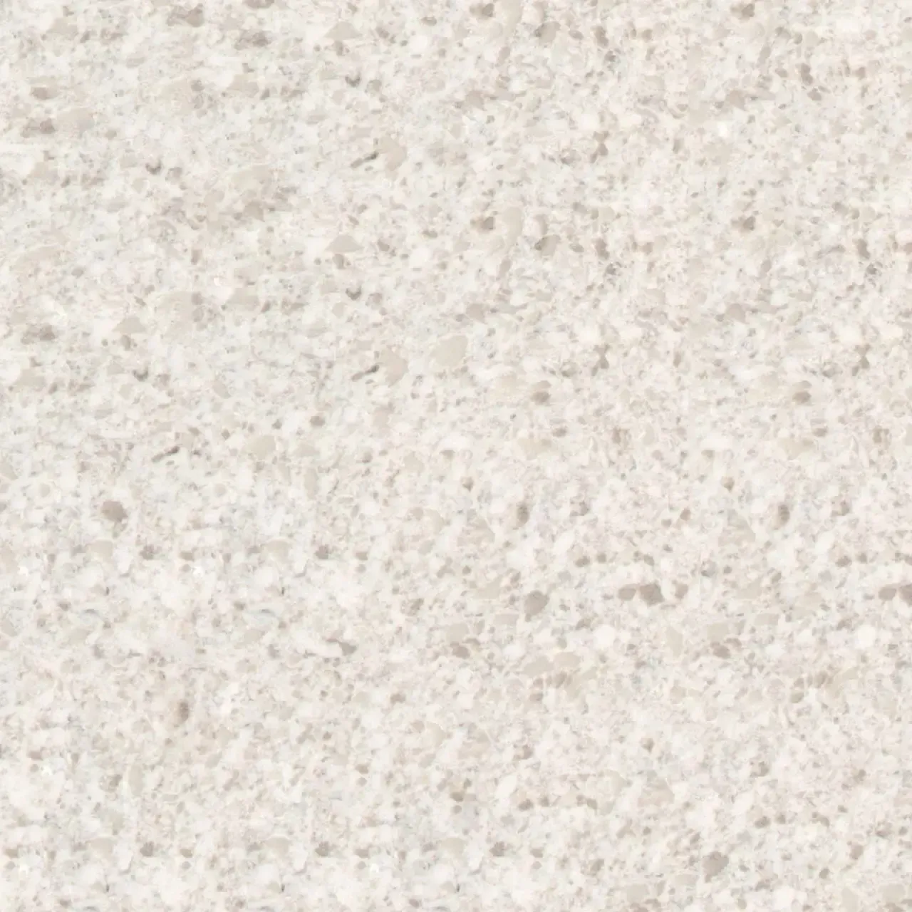 White quartz countertop with speckled pattern.