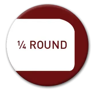 Button with a maroon border and a white center labeled