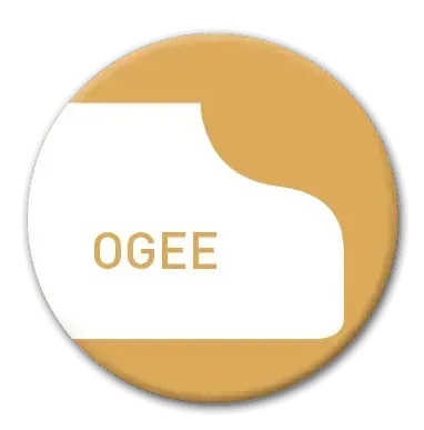 Golden circle with white shape,