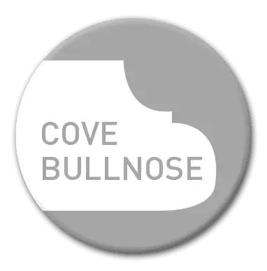 Gray circular button with a white shape representing