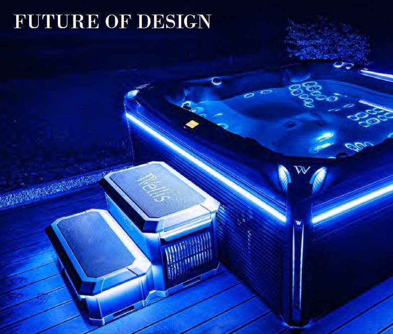 A picture of a hot tub that says future of design