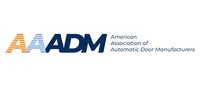 Logo for the American Association of Automatic Door Manufacturers: AAADM in orange and blue.