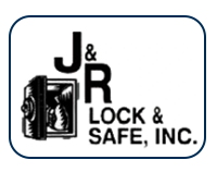 Logo for J & R Lock & Safe, Inc., with the letters "J&R" above a safe and the company name below.
