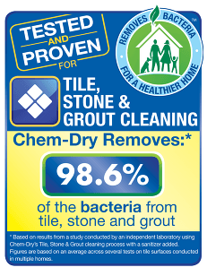 Chem-dry removes 98.6% of the bacteria from tile , stone and grout