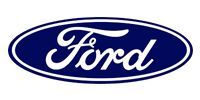 The Ford logo: white cursive text inside a blue oval with a thin white border.