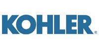 The kohler logo is blue and white on a white background.