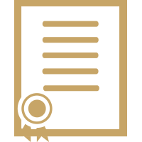 An icon of a certificate with a seal and ribbon.