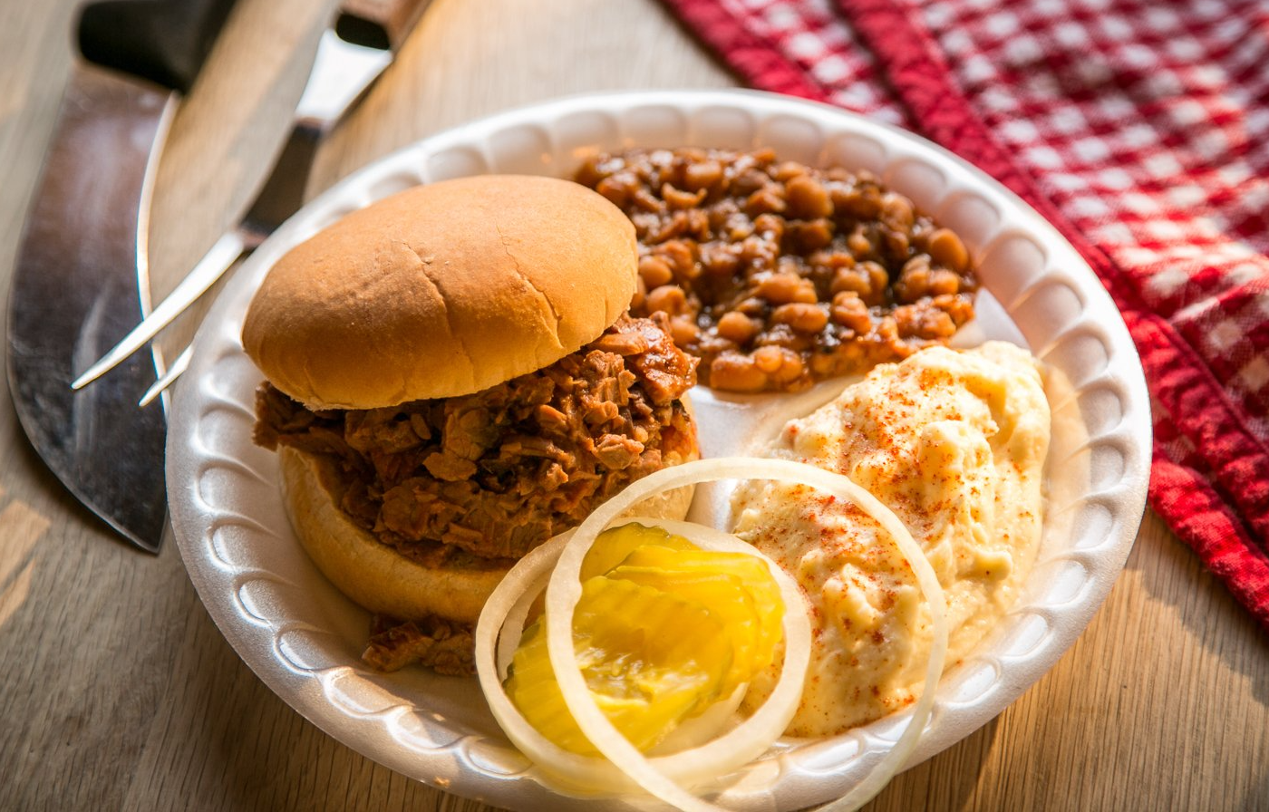 Barbecue brisket with side dishes