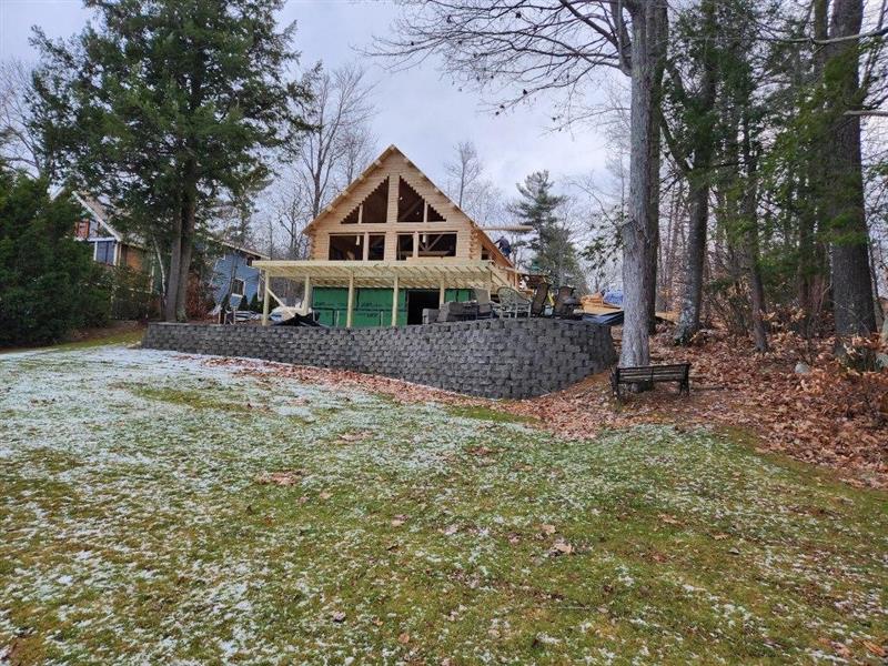 A house that is being built in the woods