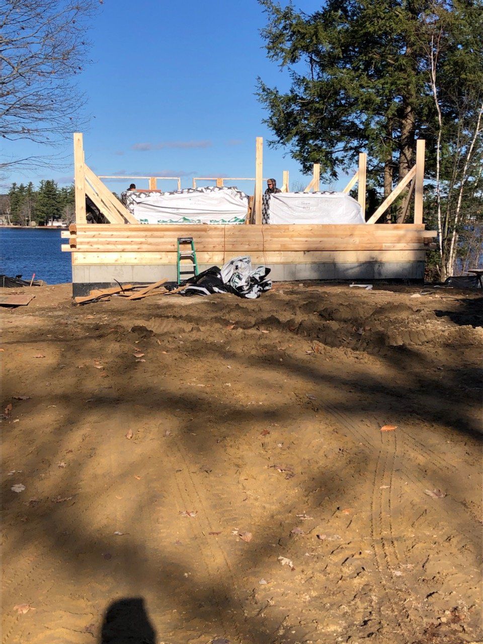 building a house wood near lake