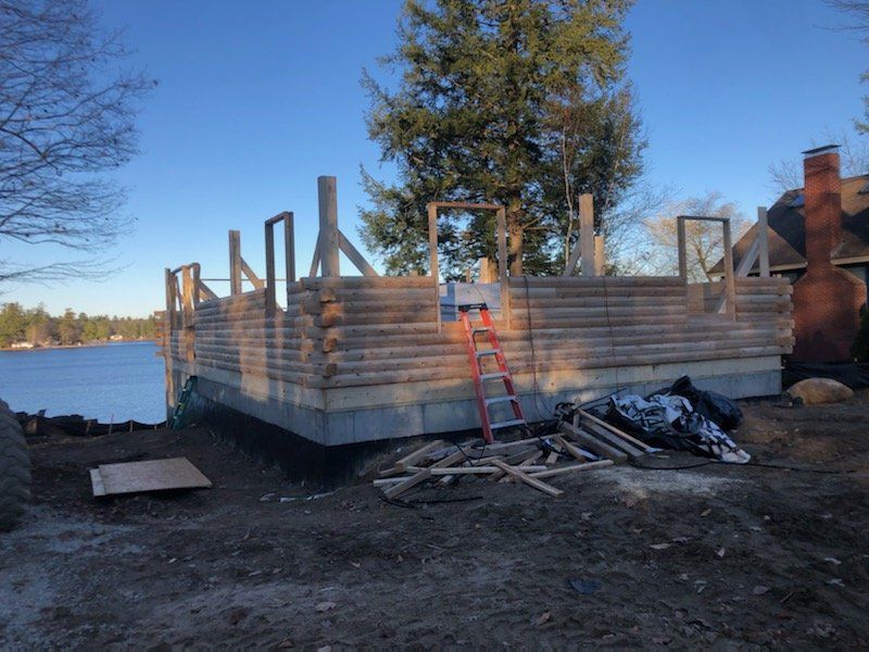 ongoing construction by the lake