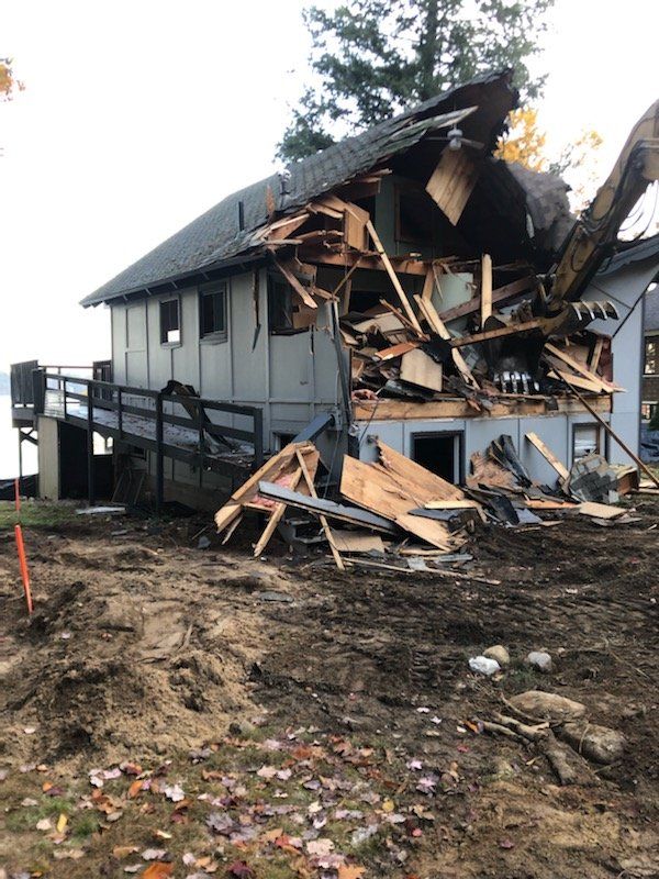 house wreck by the lake