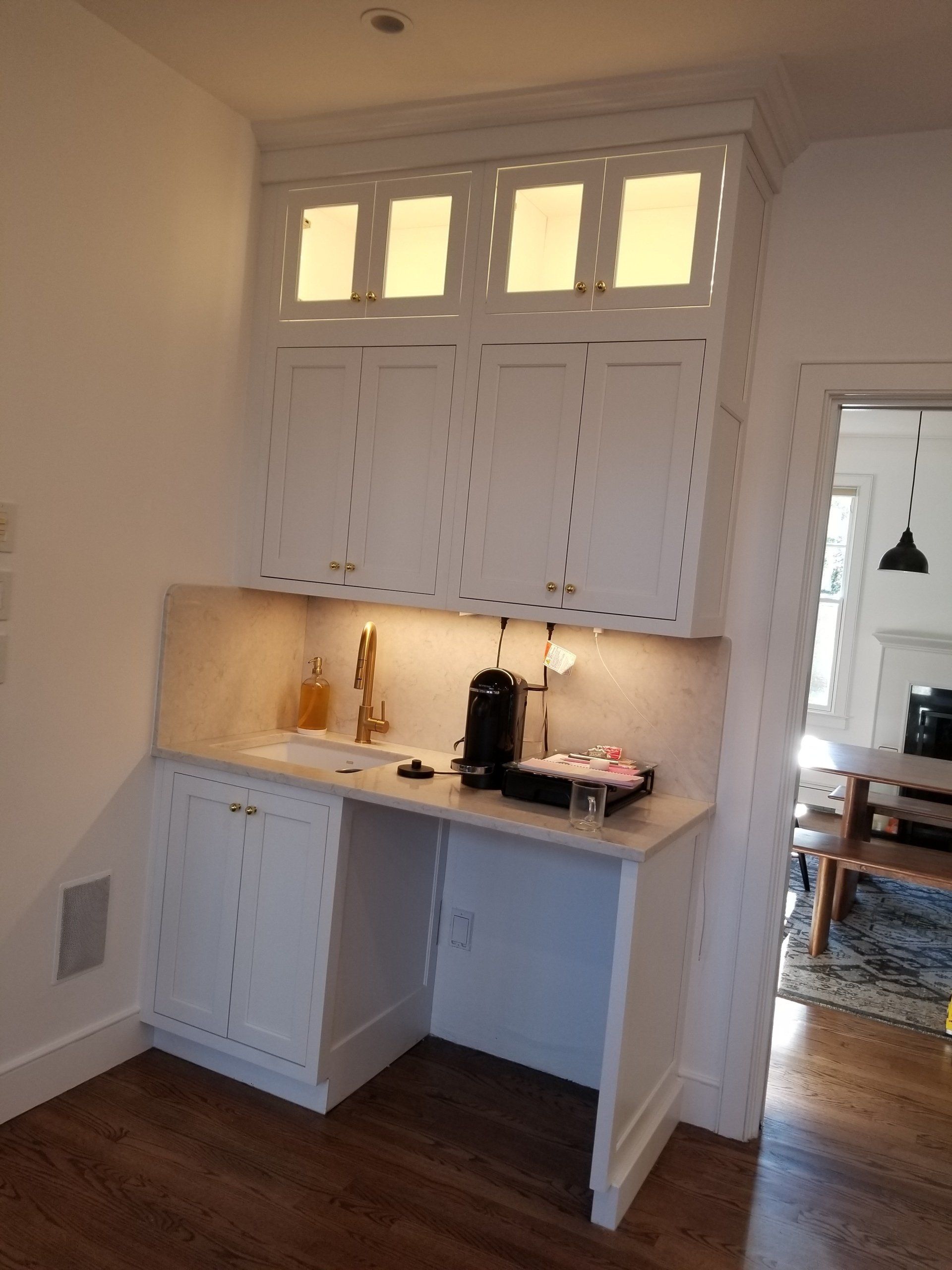 small kitchen counter with sink