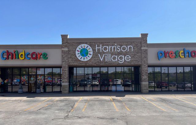 The front of a harrison village childcare and preschool building.