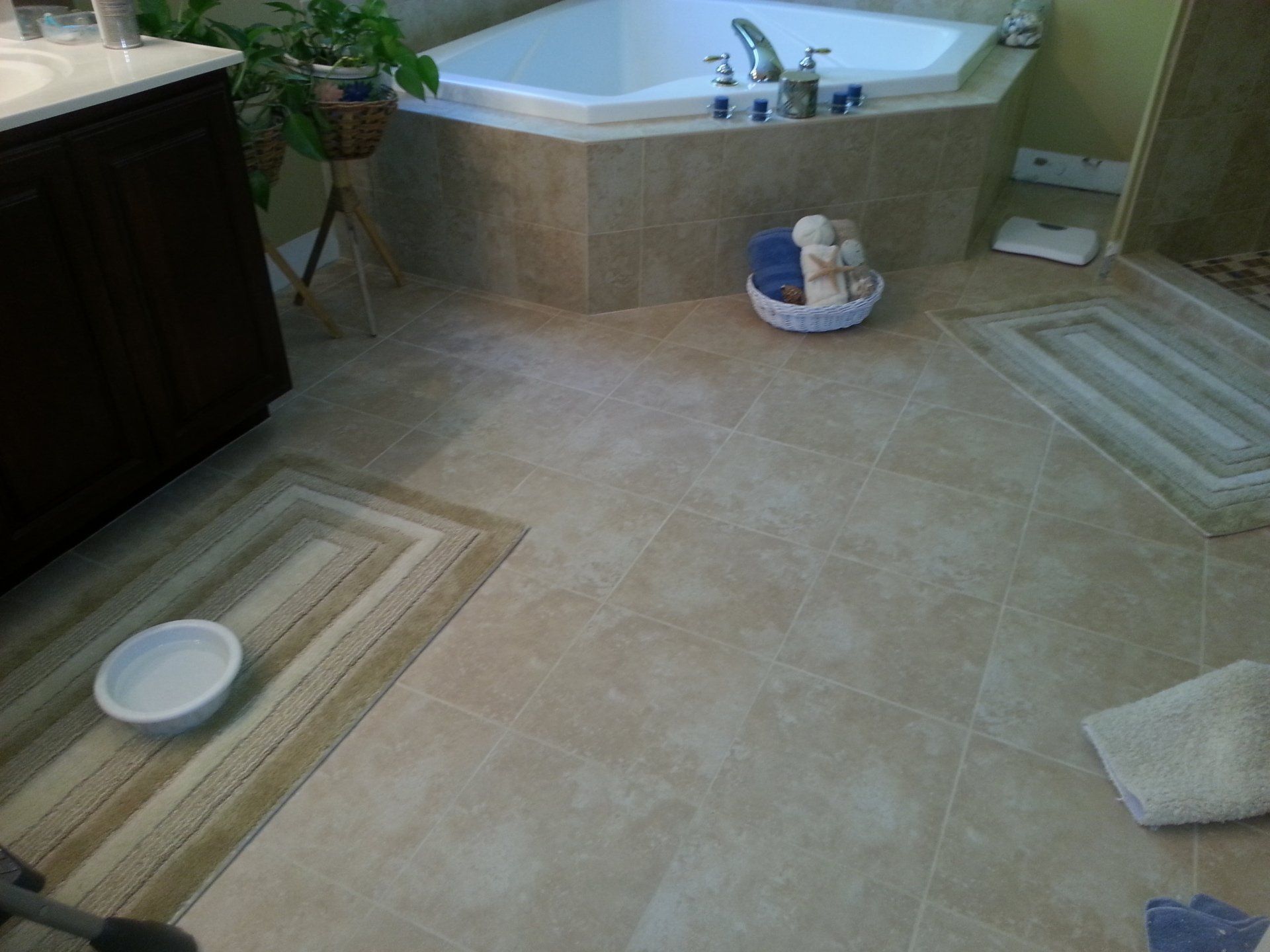 Ceramic tile floor and jacuzzi tub