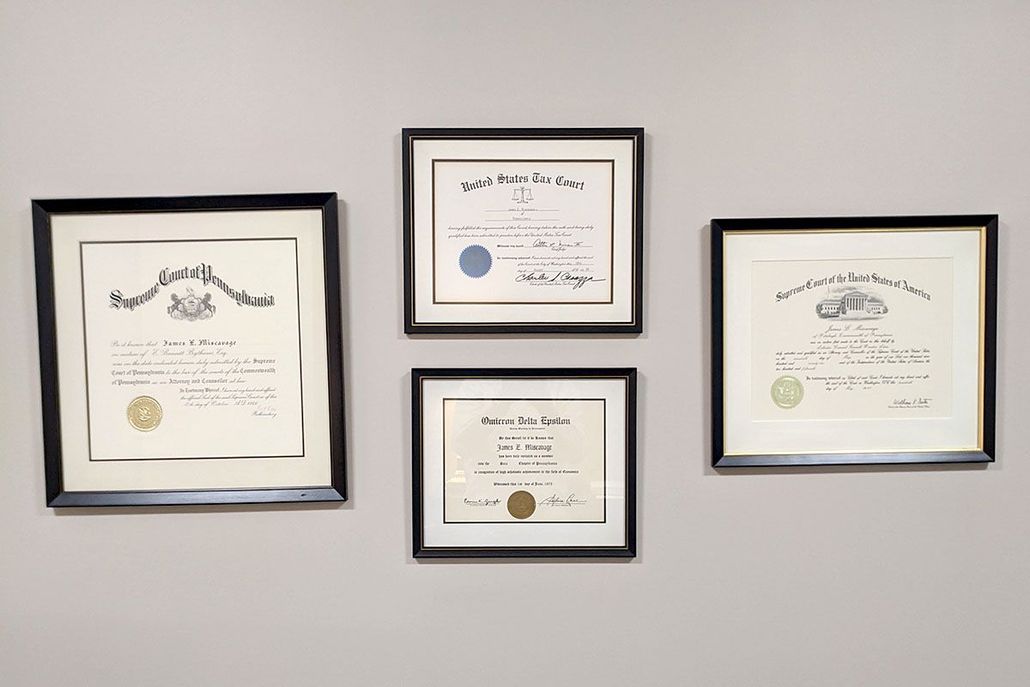 James E. Miscavage, Attorney at Law's certificates