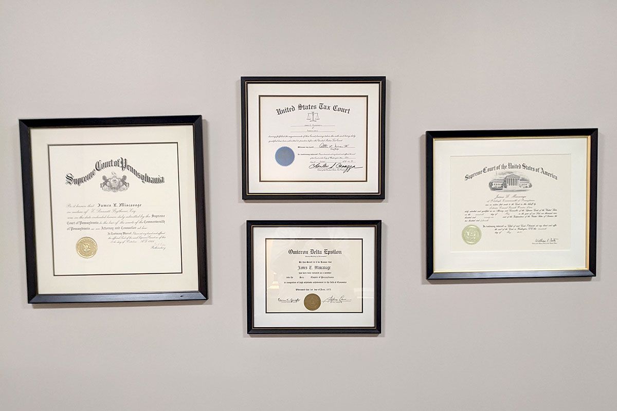 James E. Miscavage, Attorney at Law's certificates