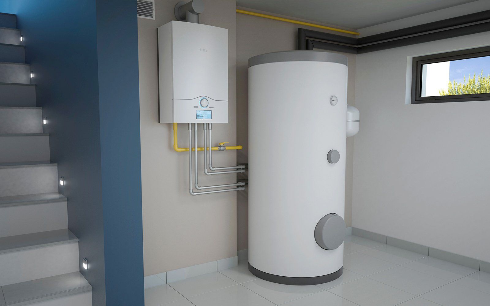 Heating system at the basement