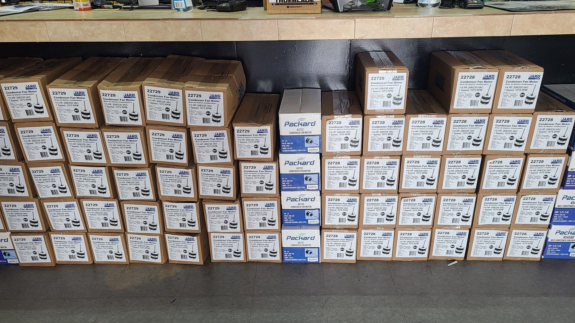 A bunch of boxes are stacked on top of each other