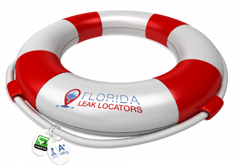a red and white life preserver that says florida leak locators