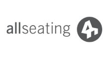 Allseating logo with stylized white “A” in a dark circle
