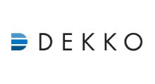 White DEKKO logo on a black rectangular background.