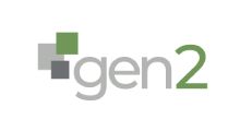 Gen2 logo with green and gray squares and gray-green text