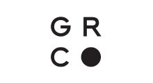 Black letters G, R, and C arranged around a black circle on a white background.
