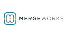 MergeWorks logo with teal and gray interlocking icon and black wordmark on white background