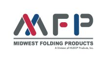 Midwest Folding Products logo in blue and red text on a white background