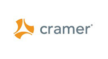 Cramer logo with orange abstract icon and gray wordmark on white background