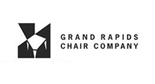 Grand Rapids Chair Company logo in black and white with geometric chair icon