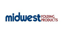 Midwest Folding Products logo in blue and red text on a white background