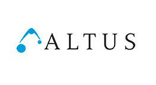 Altus logo with a blue stylized arch and black text on a white background