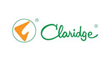 Claridge logo with green script and orange circular icon on a white background