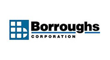 Borroughs Corporation logo with blue square icon and black text on white background