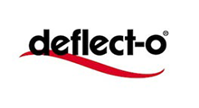 Deflect-O logo in black with a red swoosh underline